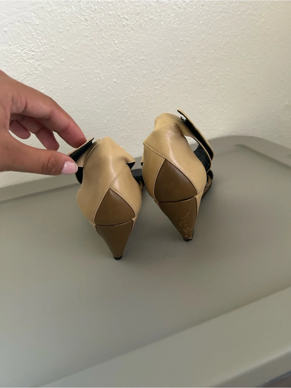 Pierre Hardy Black and Tan Leather Wedge Sandals